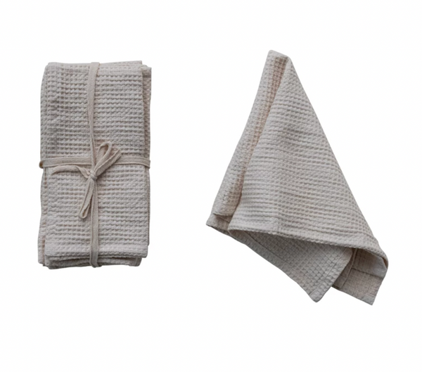 Linen & Cotton Waffle Napkins - Cream, Set of 4