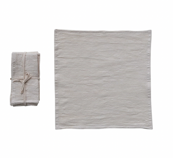 Linen & Cotton Waffle Napkins - Cream, Set of 4