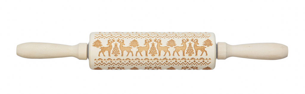Carved Wood Rolling Pin with Pattern #1
