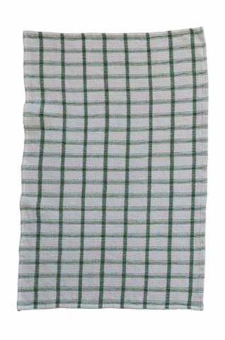 Waffle Weave Tea Towel - Green Plaid
