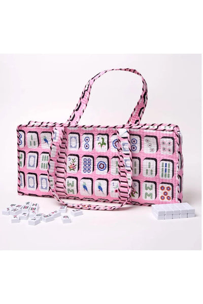 Jane Pink Mahjong Zippered Game Bag