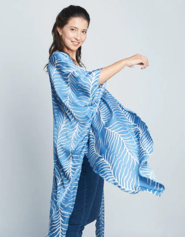Batik Kimono -- Cobalt Fern