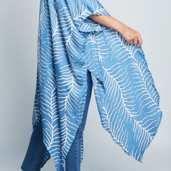 Batik Kimono -- Cobalt Fern