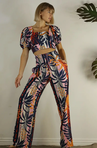 Sunset Palm Tree Top And Pants Set