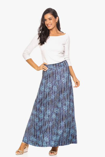 Amber Skirt -- Blue Denim Print