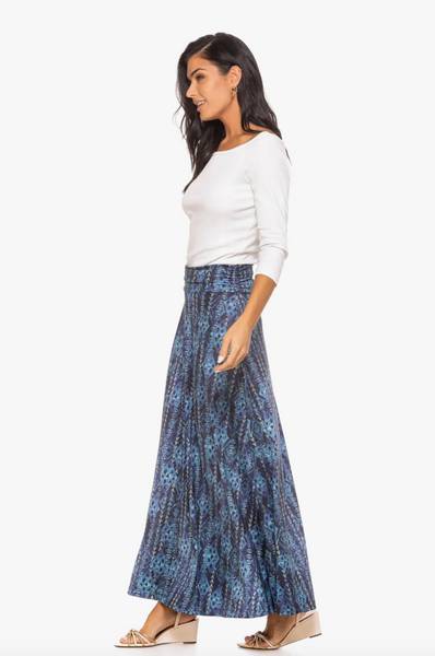 Amber Skirt -- Blue Denim Print