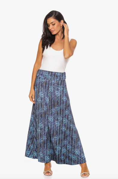 Amber Skirt -- Blue Denim Print