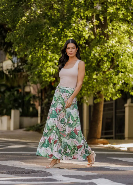 Amber Skirt -- Pink Floral Print