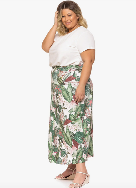 Amber Skirt (Plus Size) -- Pink Floral Print