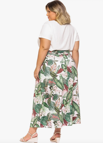 Amber Skirt (Plus Size) -- Pink Floral Print