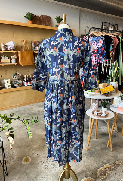 Mary Dress -- Navy Floral