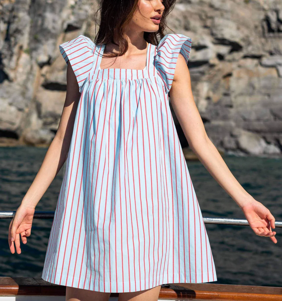 Capri Dress -- Blue Stripes