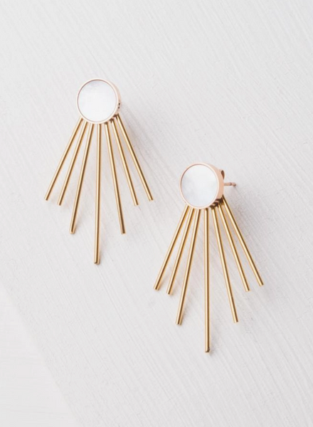 Caroline Mother of Pearl Stud & Fringe Earrings
