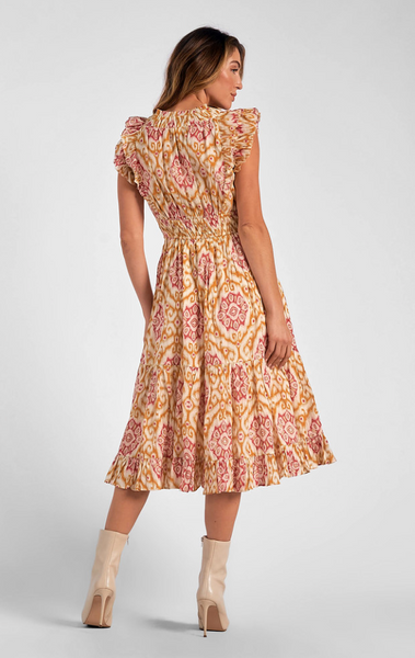 Clementine Dress -- Gold Ikat