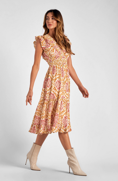 Clementine Dress -- Gold Ikat