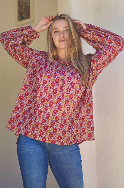 Gathers Top -- Red