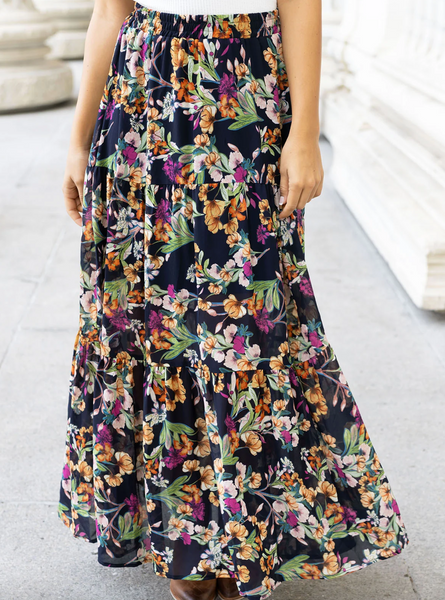 Wild Fields Autumn Floral Maxi Skirt