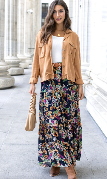 Wild Fields Autumn Floral Maxi Skirt