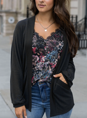 Buttery Soft Cocoon Cardi --  Black
