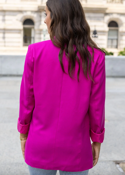 Pocketed Fashion Blazer --  Magenta
