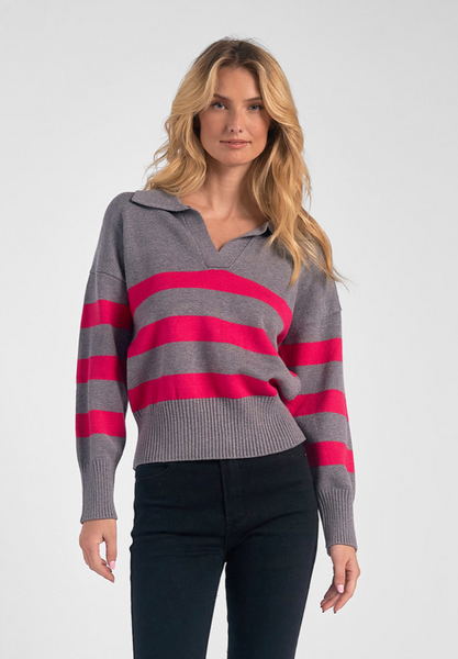 Atticus Sweater -- Grey/Fuchsia