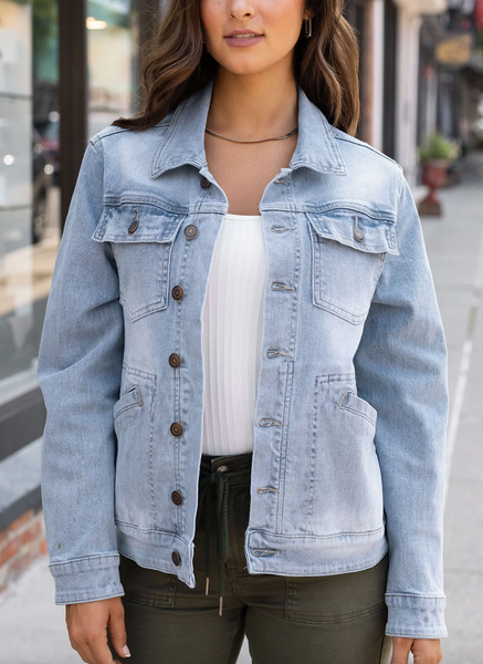 Boyfriend Denim Jacket -- Mid-Wash