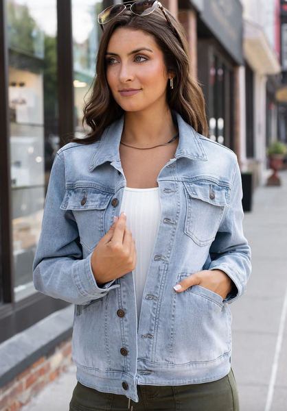 Boyfriend Denim Jacket -- Mid-Wash