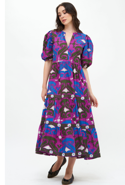 Maggie Dress -- Magenta Uzbek