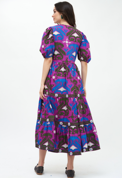Maggie Dress -- Magenta Uzbek