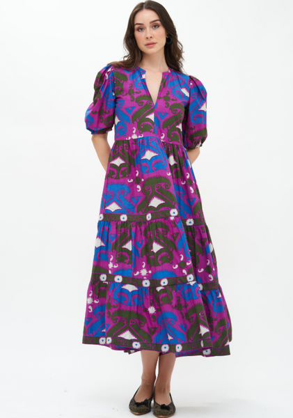 Maggie Dress -- Magenta Uzbek