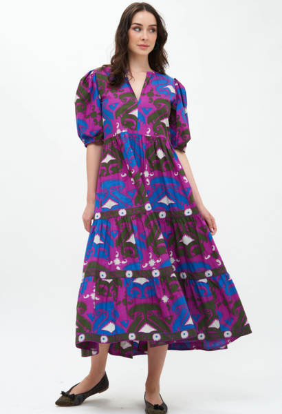 Maggie Dress -- Magenta Uzbek