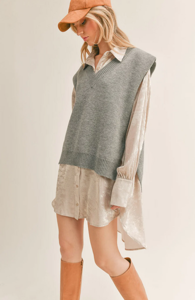 Val Sweater Vest -- Heather Gray