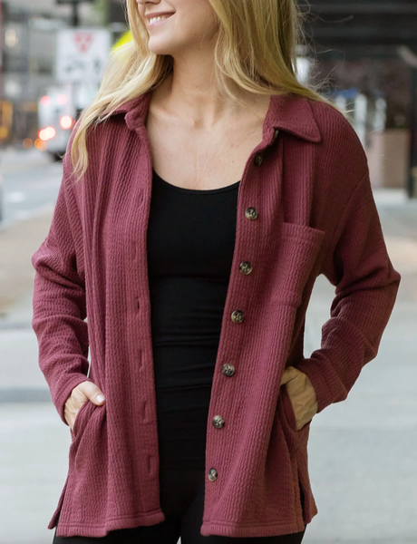 Luxe Ribbed Shacket -- Spanish Wine