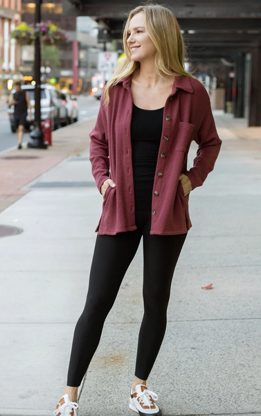Luxe Ribbed Shacket -- Spanish Wine