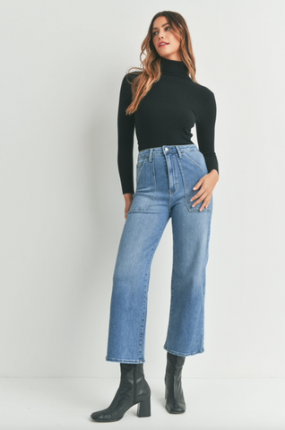 High Rise Cargo Pocket Jeans -- Medium