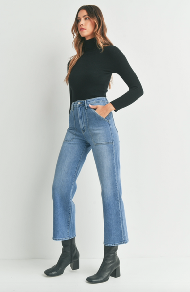 High Rise Cargo Pocket Jeans -- Medium