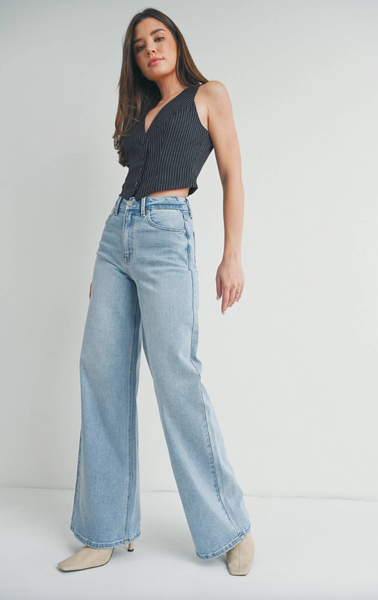 Palazzo Wide Leg Jeans -- Light