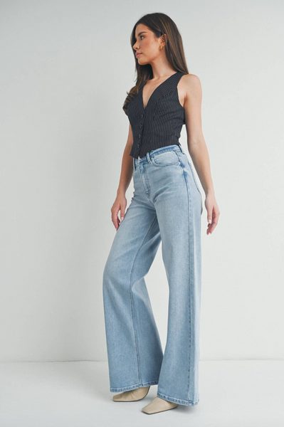 Palazzo Wide Leg Jeans -- Light