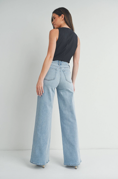 Palazzo Wide Leg Jeans -- Light