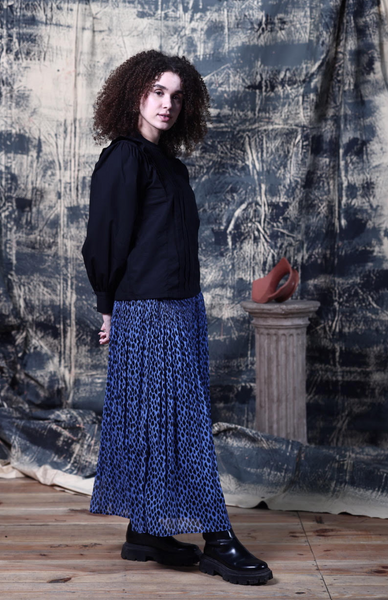 Ellie Skirt -- Blue Leopard