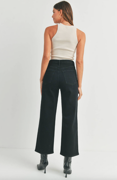 High Rise Cargo Pocket Jeans -- Black