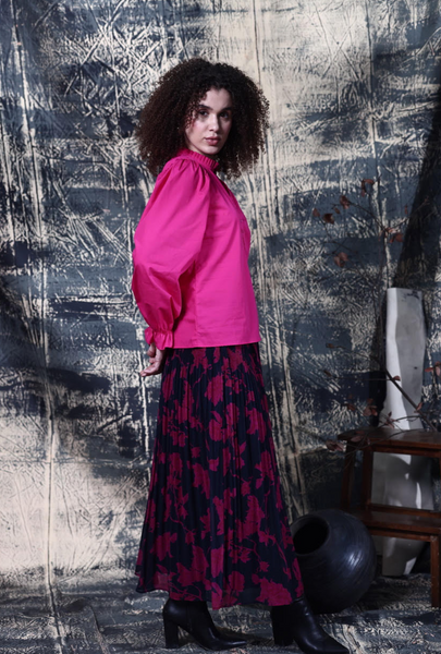 Ellie Skirt -- Magenta Peonies