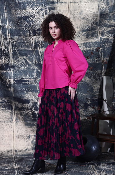 Ellie Skirt -- Magenta Peonies