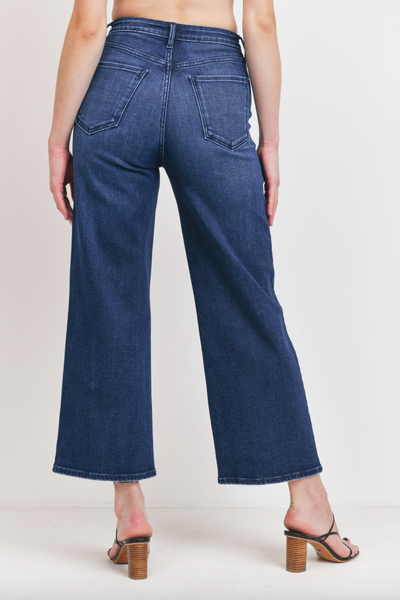 High Rise Cargo Pocket Jeans -- Dark Wash