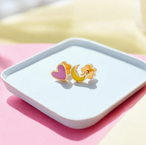 Love You To the Moon Tiny Stud Kids Earrings