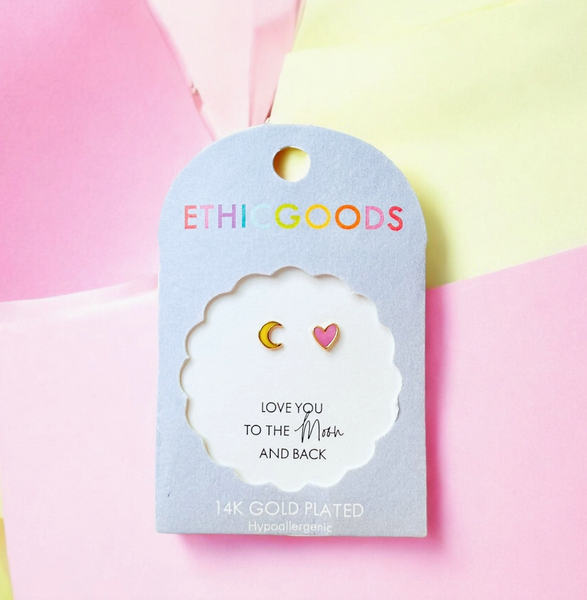 Love You To the Moon Tiny Stud Kids Earrings