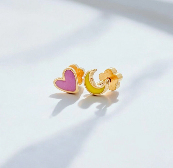 Love You To the Moon Tiny Stud Kids Earrings