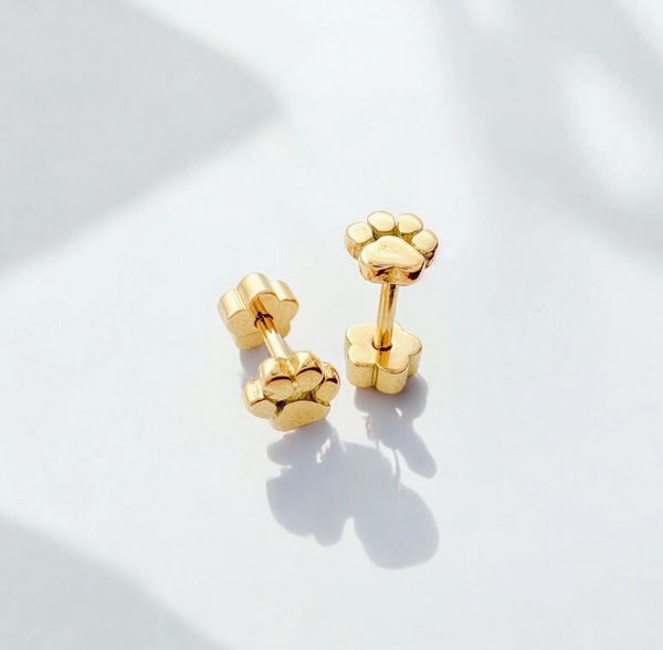 Paw Prints Tiny Stud Kids Earrings