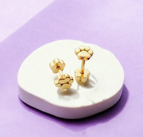 Paw Prints Tiny Stud Kids Earrings