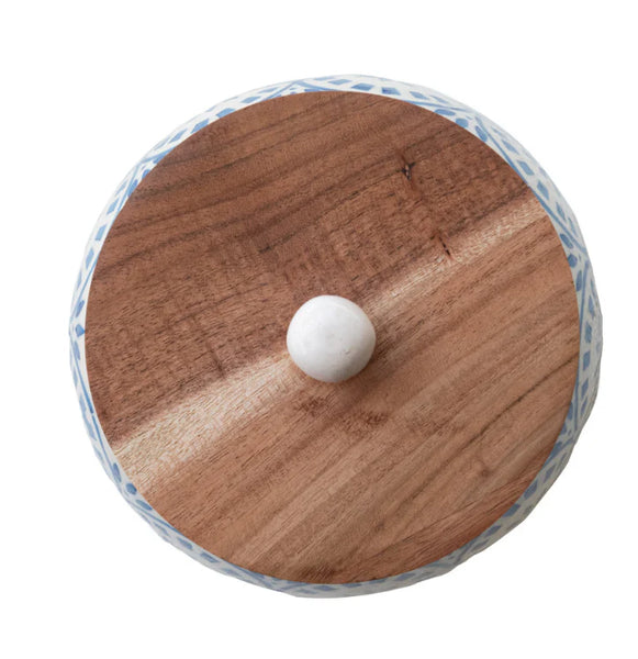 Stoneware Canister with Acacia Wood Lid